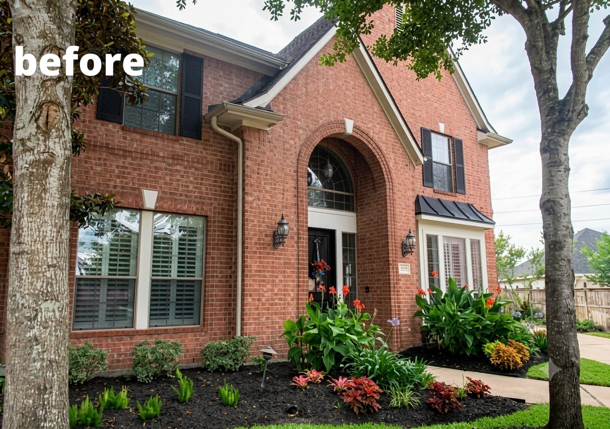 Painted brick exterior — before